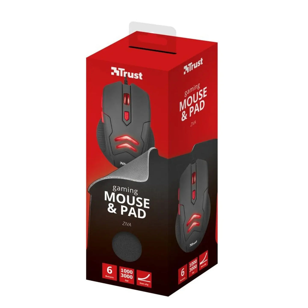 Kit Gamer Mouse + Mouse Pad Trust Ziva